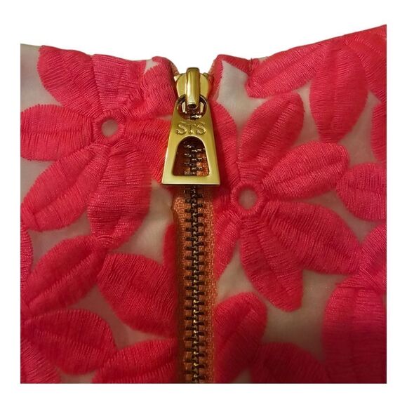 SAIL‎ TO SABLE STS Neon Pink Floral Overlay Dress - Size 8 - Picture 7 of 10